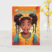 Afrikanisches Mädchen mit Grundschulabschluss Karte (Gelbe Blume)