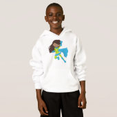 Afrikanisches Mädchen, Superhero Girl, Blue Cape Hoodie (Vorne ganz)