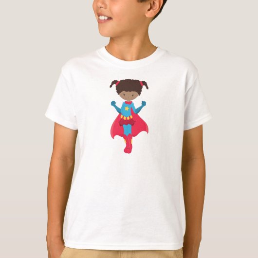 Afrikanisches Mädchen, Superhero Girl, Rotes Kapp T-Shirt (Vorderseite)