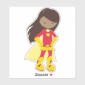 Afrikanisches Mädchen, Superhero Girl, Rotes Kostü Aufkleber (Blatt)