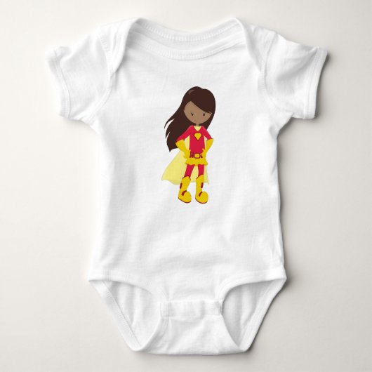 Afrikanisches Mädchen, Superhero Girl, Rotes Kostü Baby Strampler (Vorderseite)
