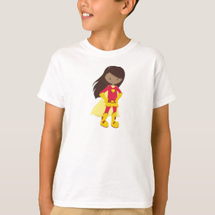 Afrikanisches Mädchen, Superhero Girl, Rotes Kostü T-Shirt