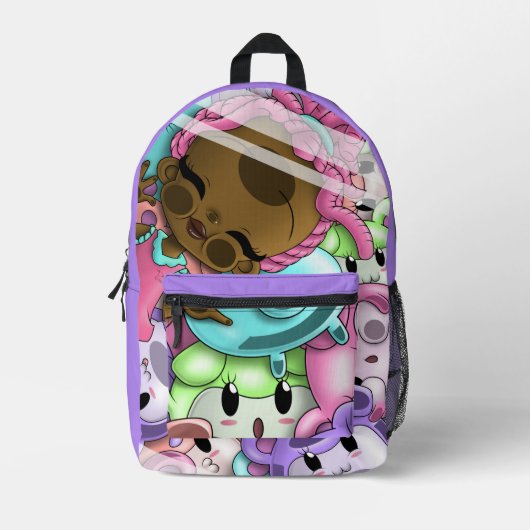 Afrikanisches Mädchen und Bären Bedruckter Rucksack (Vorderseite)