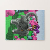 Afrikanisches Mädchen und Elefant Puzzle (Horizontal)