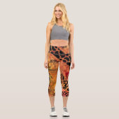 Afrikanisches Mädchen und Giraffe Capri Leggings (Vorderseite)
