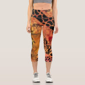 Afrikanisches Mädchen und Giraffe Capri Leggings (Vorderseite)