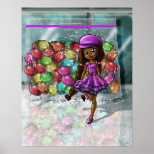 Afrikanisches Mädchen und Jellybeans Poster