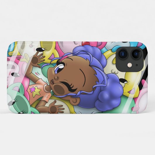 Afrikanisches Mädchen und Katzen Case-Mate iPhone Hülle (Rückseite (Horizontal))