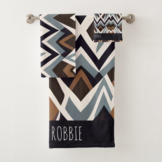 Afrikanisches Marocco-Triangle, geometrisch-braune Badhandtuch Set (Insitu)