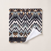 Afrikanisches Marocco-Triangle, geometrisch-braune Badhandtuch Set (Waschlappen)