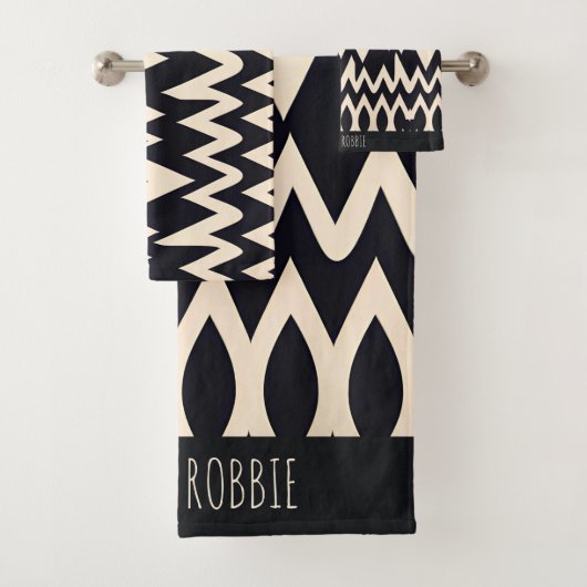 Afrikanisches Marocco Waves Geometric Gold-Muster Badhandtuch Set (Insitu)