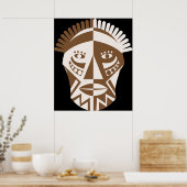 Afrikanisches Maskenbraun-ecru-Druckplakat Poster (Küche)