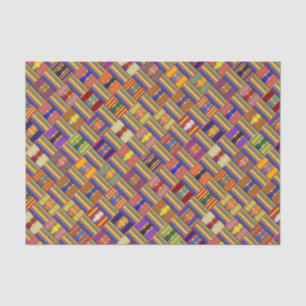 Afrikanisches mehrfarbiges Glas Kente K45 geklebt Seidenpapier