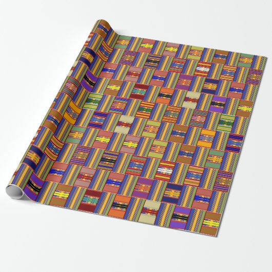 Afrikanisches mehrfarbiges Glas Kente K45 Geschenkpapier (Ungerollt)