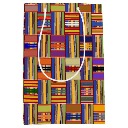 Afrikanisches mehrfarbiges Glas Kente K45 Mittlere Geschenktüte (Vorderseite)