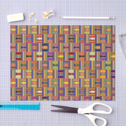Afrikanisches mehrfarbiges Glas Kente K45 Seidenpapier (Handwerk)