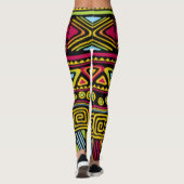 Afrikanisches mehrfarbiges Muster für Druckdesign Leggings (Rückseite)