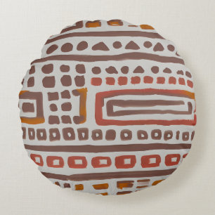 Afrikanisches Mudcloth-ethnisches Muster Rundes Kissen