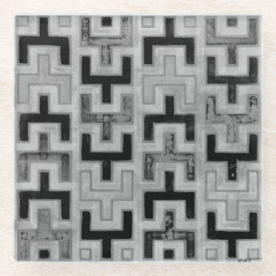 Afrikanisches Mudcloth Textil mit geometrischen Mu Glasuntersetzer