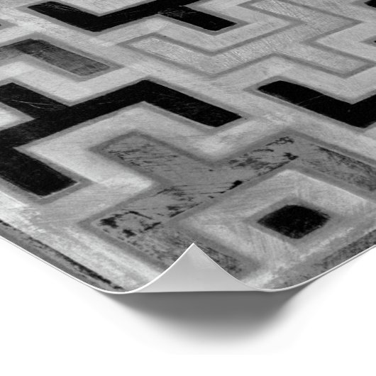 Afrikanisches Mudcloth Textil mit geometrischen Mu Poster (Ecke)