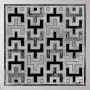 Afrikanisches Mudcloth Textil mit geometrischen Mu Poster