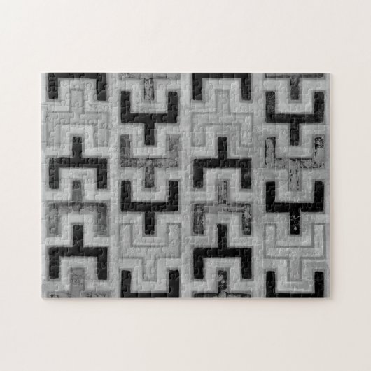 Afrikanisches Mudcloth Textil mit geometrischen Mu Puzzle (Horizontal)