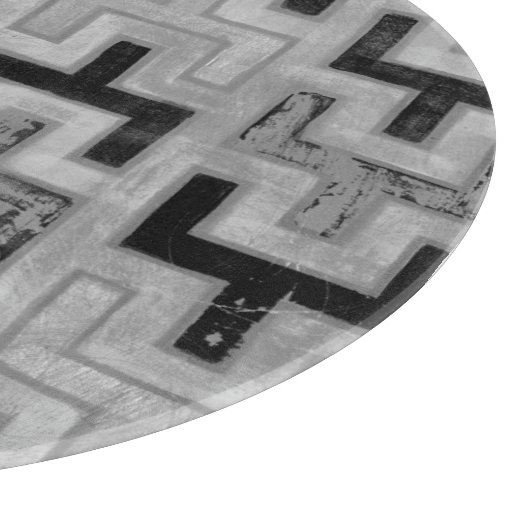 Afrikanisches Mudcloth Textil mit geometrischen Mu Schneidebrett (Ecke)