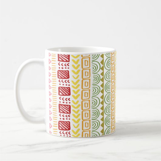 Afrikanisches Muster Frische Farben Kleidung Kunst Kaffeetasse (Links)