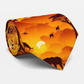 Afrikanisches Muster für die Silhouette von Tieren Krawatte (Gerollt)