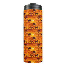 Afrikanisches Muster für die Silhouette von Tieren Thermosbecher