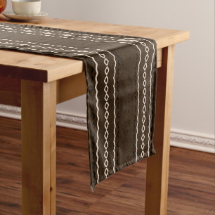 afrikanisches Muster, geometrisch, Muster, braun, Kurzer Tischläufer