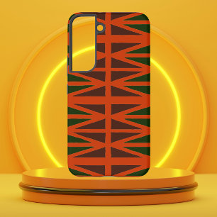 Afrikanisches Muster in Grün, Blau und Vermilion Samsung Galaxy Hülle