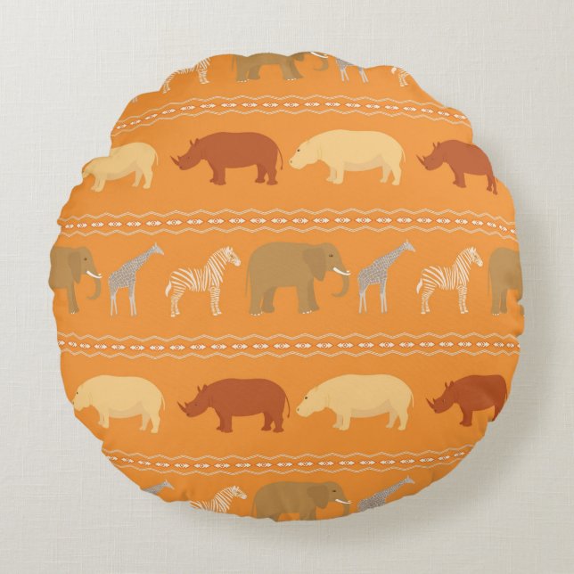 Afrikanisches Muster Rundes Kissen (Vorderseite)