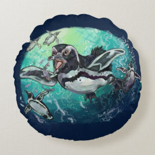 Afrikanisches Pinguinfischfest Rundes Kissen