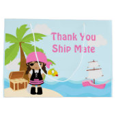 Afrikanisches Piratenmädchen in Rosa Geburtstag Große Geschenktüte (Rückseite)