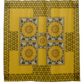 Afrikanisches Print-Sonnenblumen Goldenes Design Duschvorhang (Vorderseite)