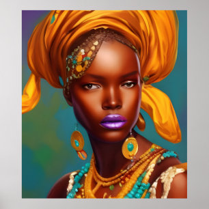 Afrikanisches Prinzessinnen-Frau-Goldschmuck-Plaka Poster