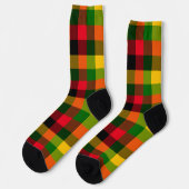 Afrikanisches Rasta-Reggae-Farben Kariertes Muster Socken (Linkes Detail)