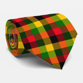 Afrikanisches Rasta-Reggae-Farben Karo-Muster-Desi Krawatte (Gerollt)