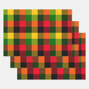 Afrikanisches Rasta-Reggae-Farben Karomuster Desig Geschenkpapier Set