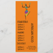 Afrikanisches Restaurantabendessenmenü Menükarte (Vorderseite)