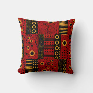 Afrikanisches rotes Sonnenstrahl-Tribal-Wurfkissen Kissen