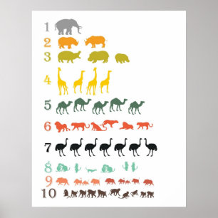 Afrikanisches Safari Counting Poster