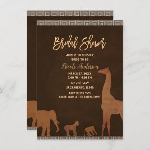 Afrikanisches Safari-Dschungel-Zoo-Tier-Brautparty Einladung