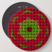 Afrikanisches Schönes gewebtes rotes Design Button (Vorne & Hinten)
