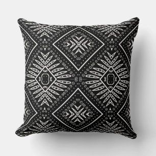 Afrikanisches Schwarz/Weiß Aztec Print Reversible Kissen