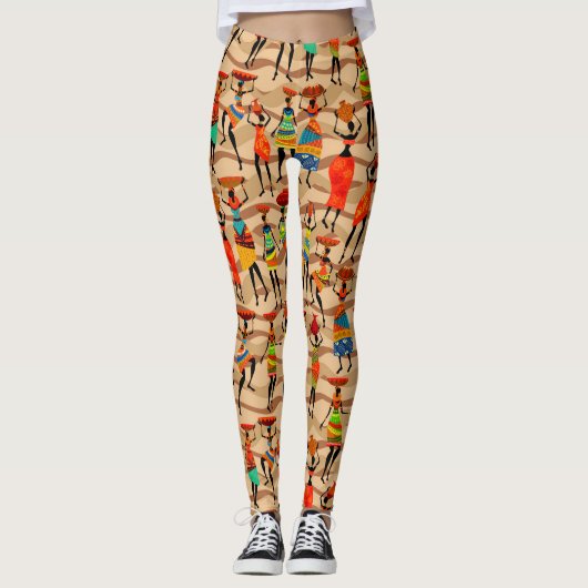 Afrikanisches Stammes-Frauenmuster Leggings (Vorderseite)