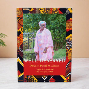 Afrikanisches Stammes-Patchwork-Geschenk zur Rente Fotoblock