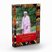 Afrikanisches Stammes-Patchwork-Geschenk zur Rente Fotoblock (Links)