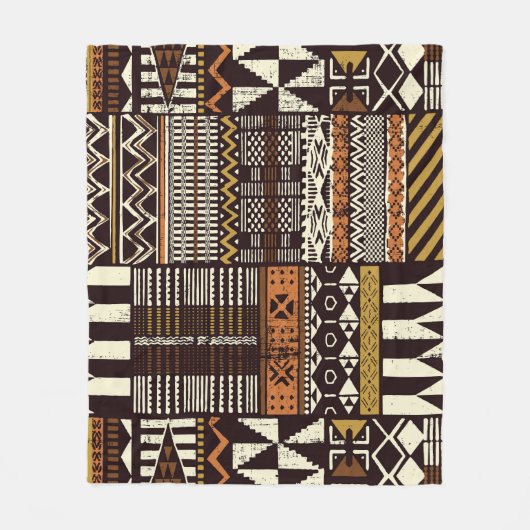 Afrikanisches Stammesgewebe, abstrakt Vintag. Fleecedecke (Vorderseite)